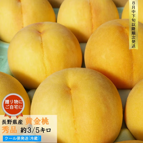 長野県産 桃 黄金桃 贈答用 秀品 約3/5キロ（3kg：10～12玉）（5kg：11～14玉）