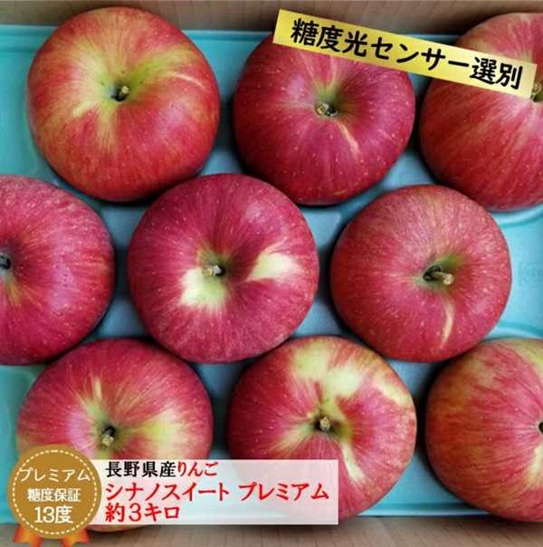 長野県産 りんご シナノスイート プレミアム 約3キロ 6-10玉